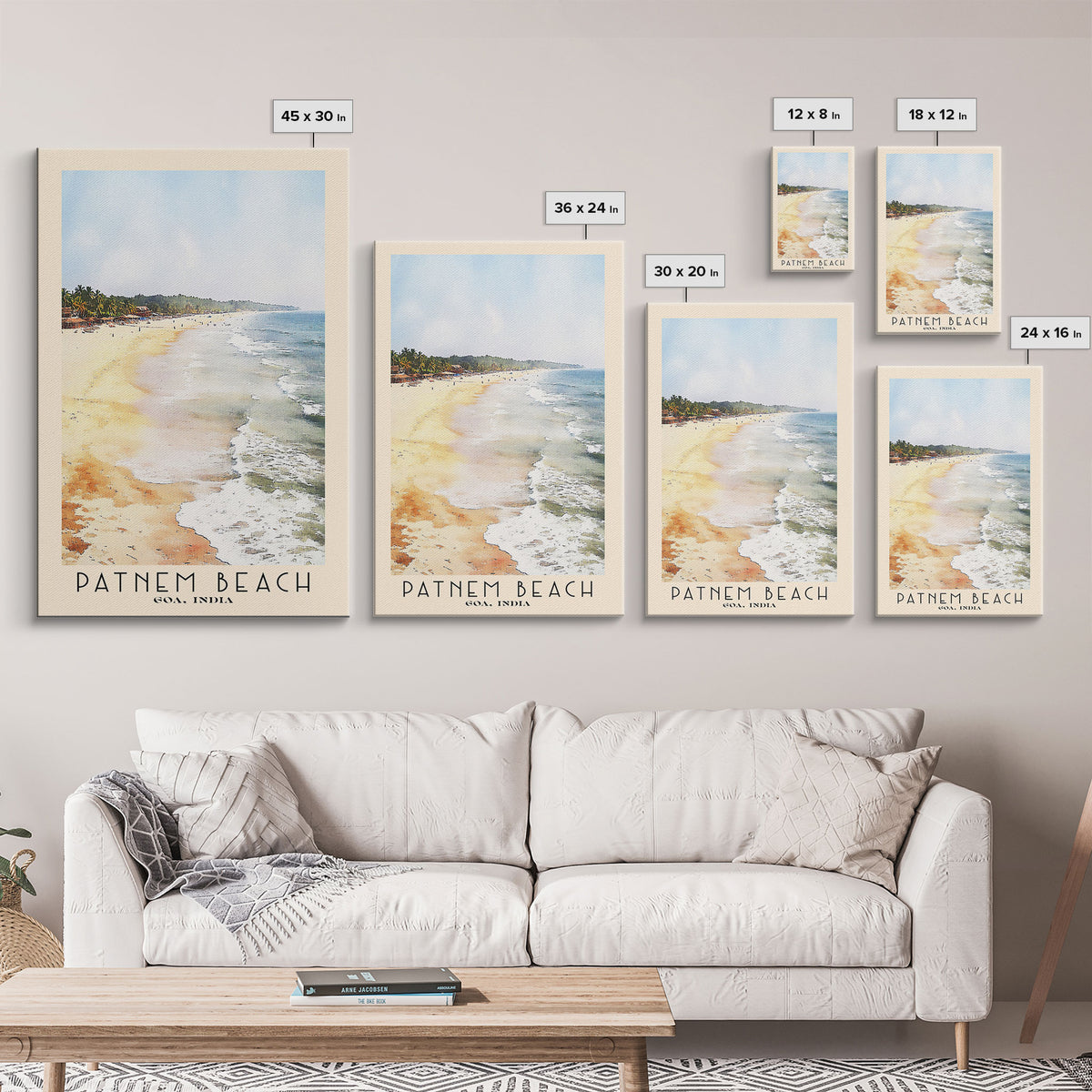 Patnem Beach, Goa, India Watercolor Print, Vacation Gift, Goa, India Wall Art, Vacation Wall Art, Vacatation Memories, Beach Decor, Beach Or Lakehouse Art