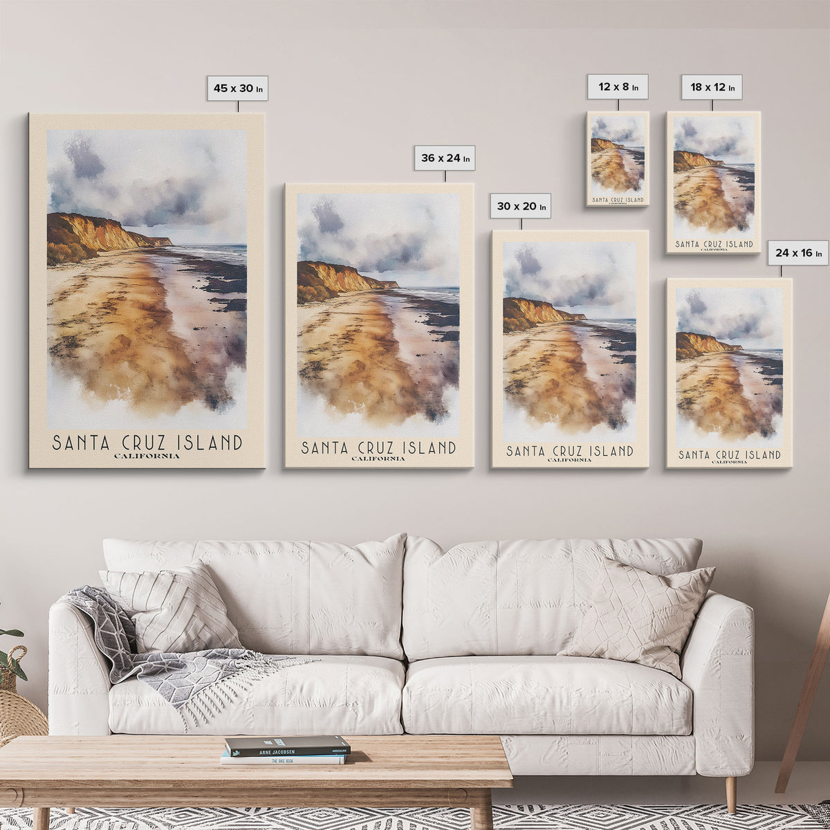 Santa Cruz Island, California Watercolor Print, Vacation Gift, California Wall Art, Beach Painting, Beach Decor, Beach Or Lakehouse Art