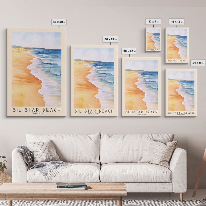 Silistar Beach, Bulgaria Watercolor Beach Print, Vacation Gift, Bulgaria Wall Art, Framed Canvas Print, Framed Beach Painting