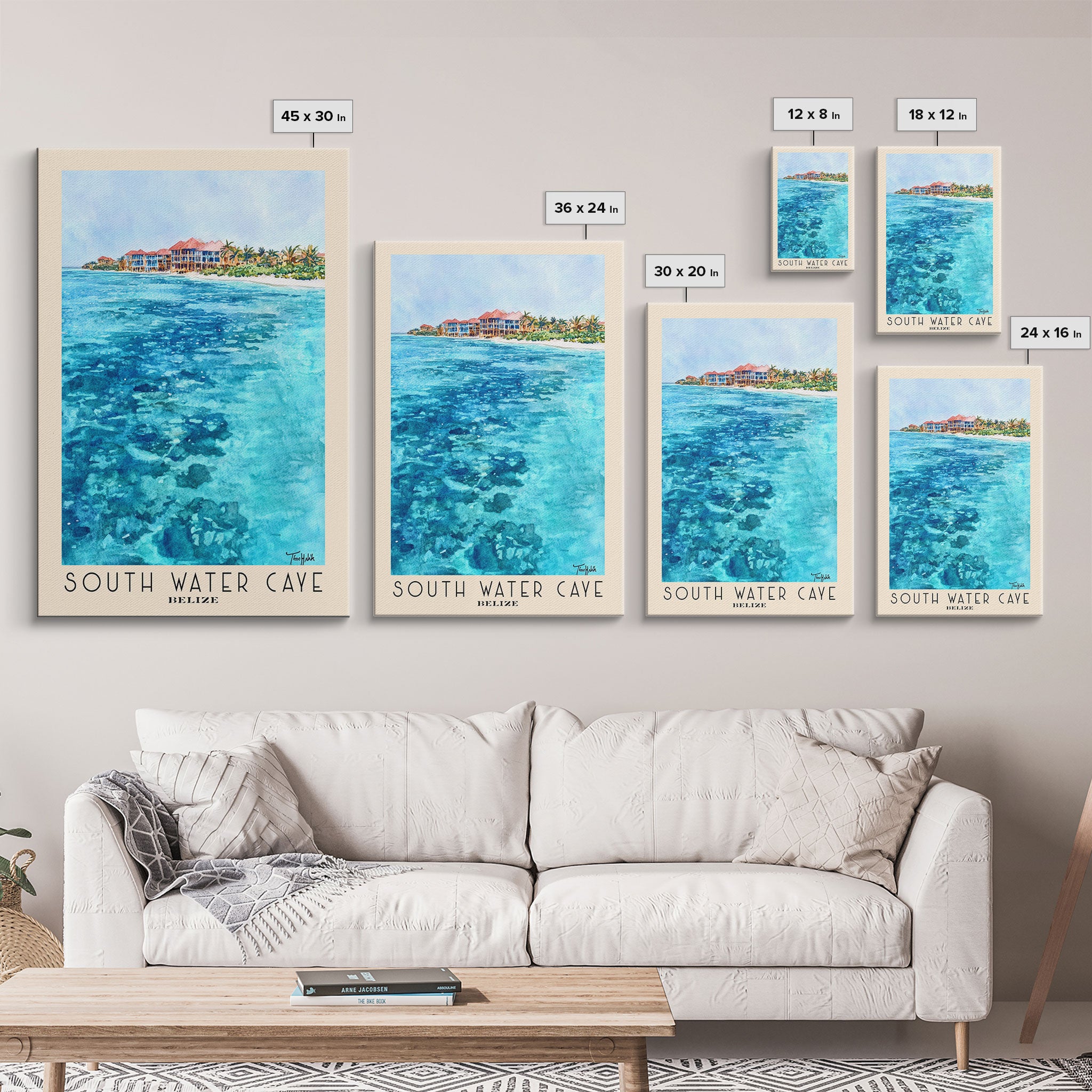 South Water Caye, Belize Watercolor Print, Vacation Gift, Belize Wall Art, Beach Painting, Beach Decor, Beach Or Lakehouse Art