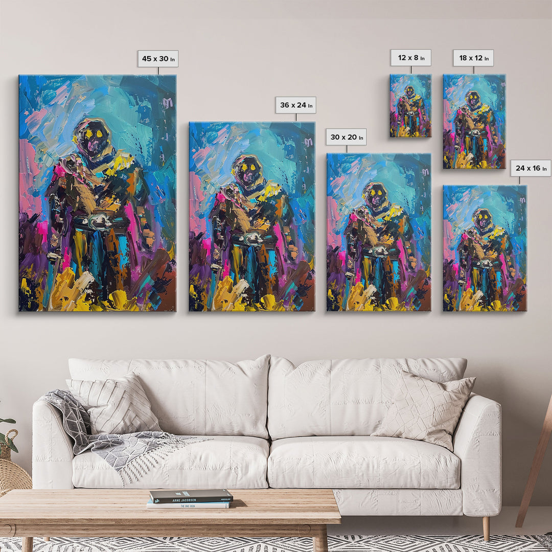 Colorful Abstract Skeleton Warrior - Unique Skeleton Art - Halloween Skeleton Print - Spooky Warrior Skeleton Decor