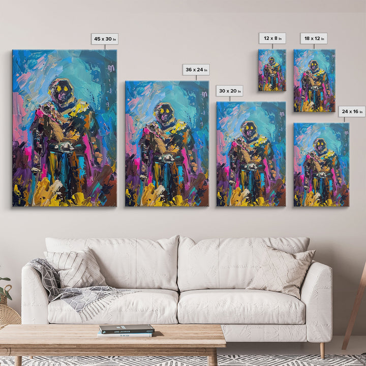 Colorful Abstract Skeleton Warrior - Unique Skeleton Art - Halloween Skeleton Print - Spooky Warrior Skeleton Decor