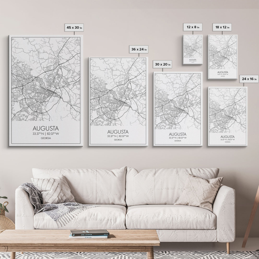 Augusta Street Map, Georgia Map, City Map Art, Dorm Wall Art, Adventure Wall Art, Minimalist Art, Wall Art, Canvas Print, Canvas Wall Art