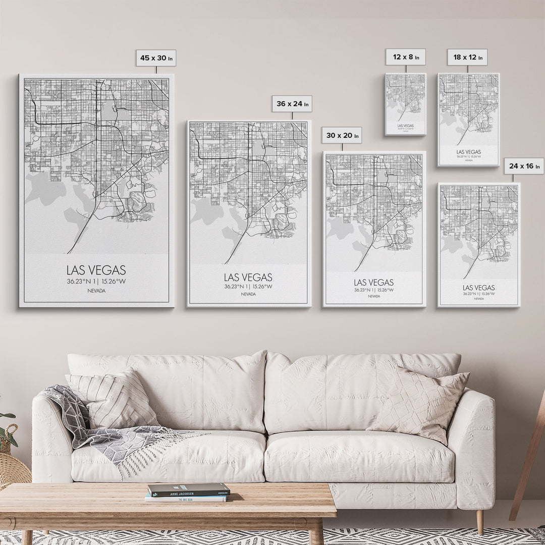 Las Vegas Street Map, Nevada Map, City Map Art, Modern Wall Art, Wall Art, Canvas Print, Travel Wall Décor, Dorm Wall Print, Couples Gift