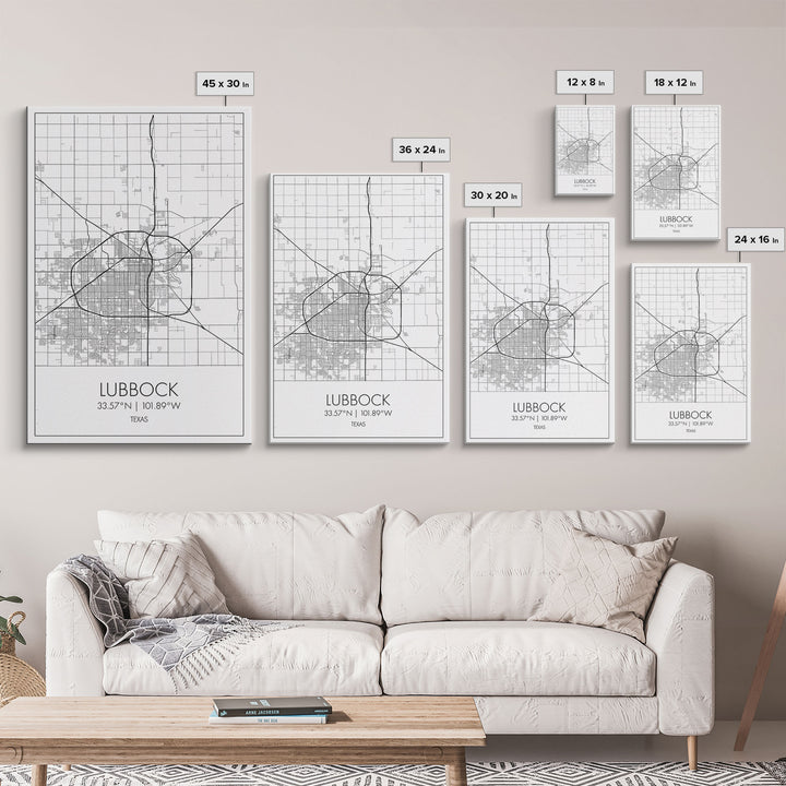 Lubbock Street Map, Texas Map, City Map Art, Modern Art, Wall Art, Canvas Print, Travel Print, Farmhouse Wall Décor, Boyfriend Gift