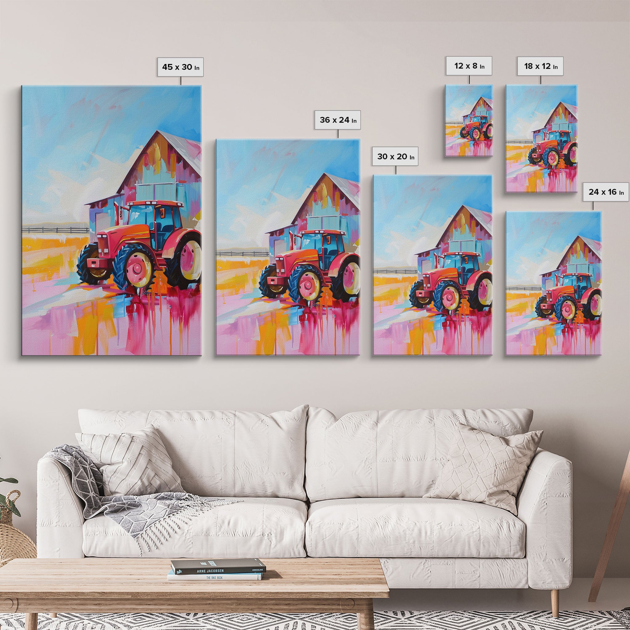 Pastel Windmill in Dreamy Landscape - Framed Canvas Print, Rustic Decor, Countryside Art for Bedroom, Farmhouse Wall Art for Living Room