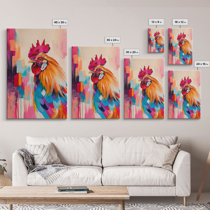 Bright Abstract Floral Framed Canvas Print - Modern Wall Art, Living Room Decor, Colorful Flower Art for Bedroom, Home Decoration