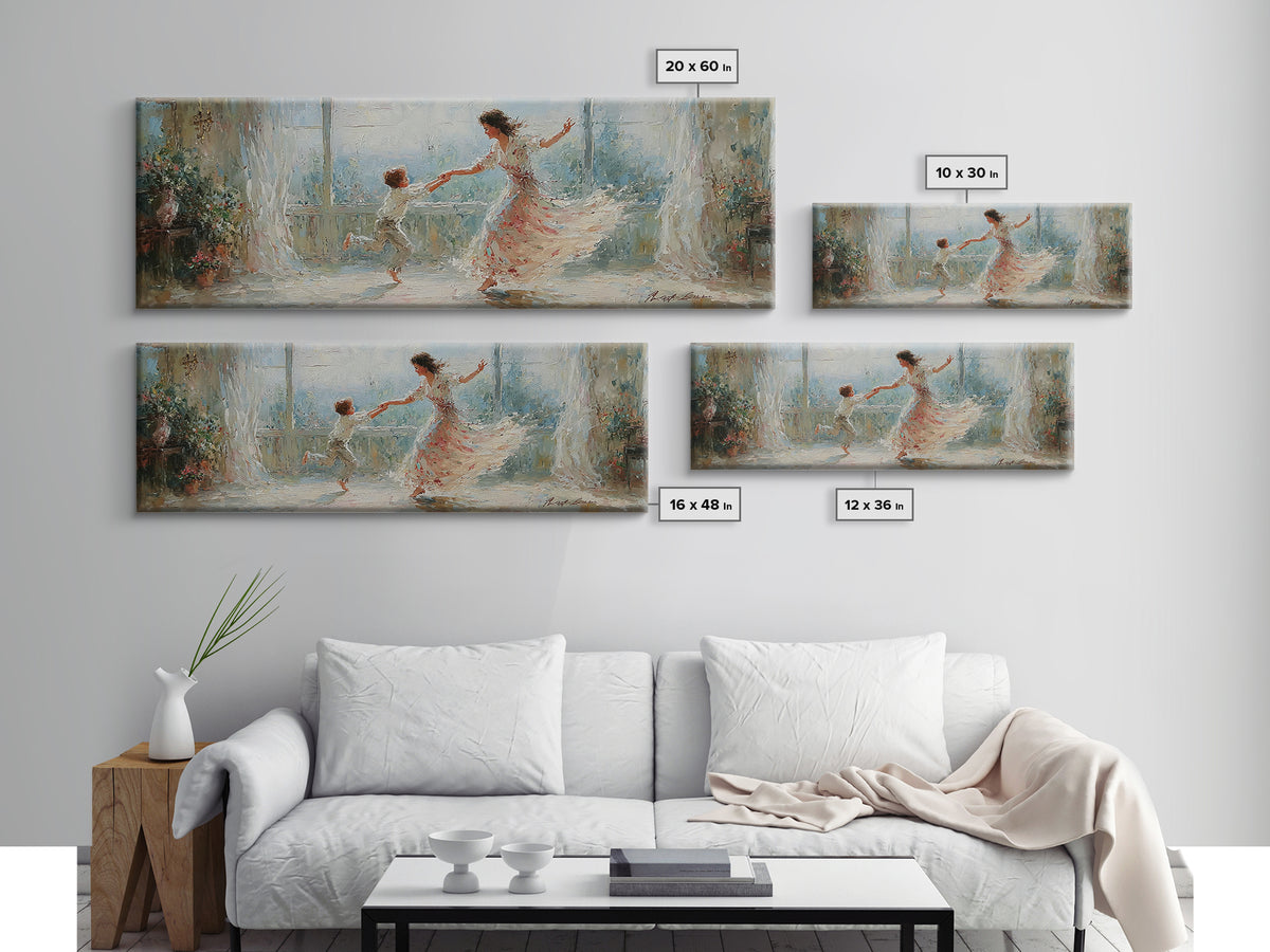 Mother And Child Dancing By Bright Window Wall Art, Impressionist Floral Room, Feminine Bedroom Decor, Gift For Mom, Fine Art Print