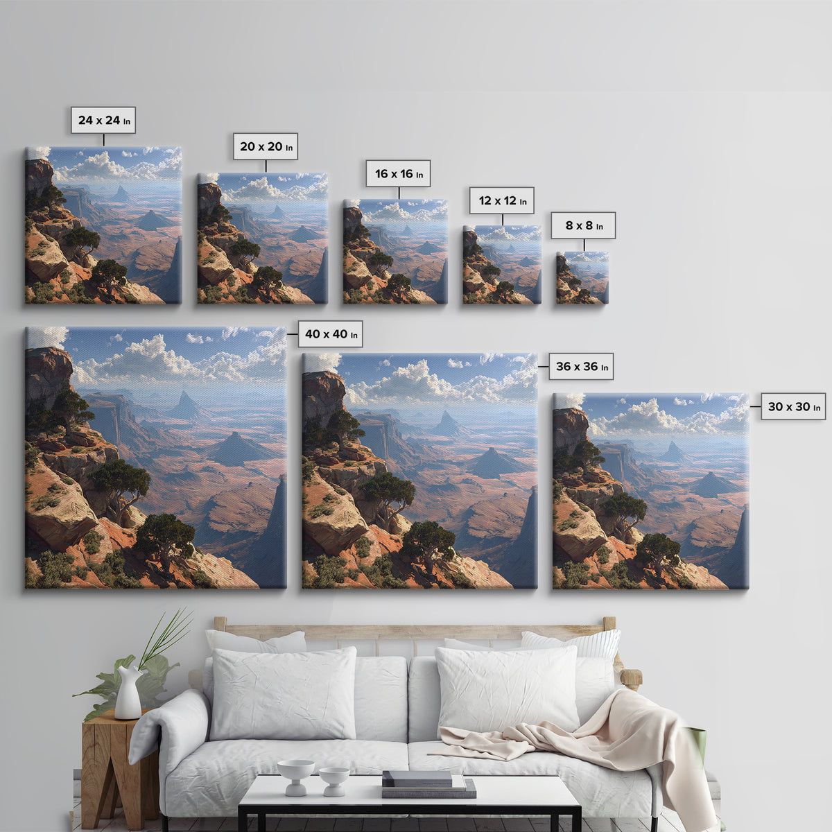 Sweeping Desert Canyon Vista Wall Art, Majestic Western Landscape Canvas Print For Living Room And Cabin Decor