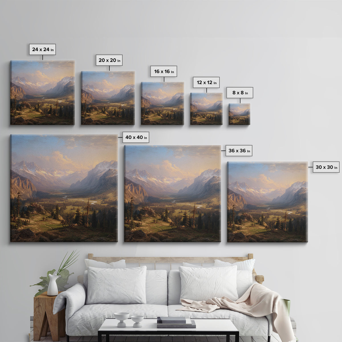 Majestic Mountain Valley At Sunrise Wall Art, Scenic Landscape Print, Nature Home Decor, Large Living Room Canvas Print