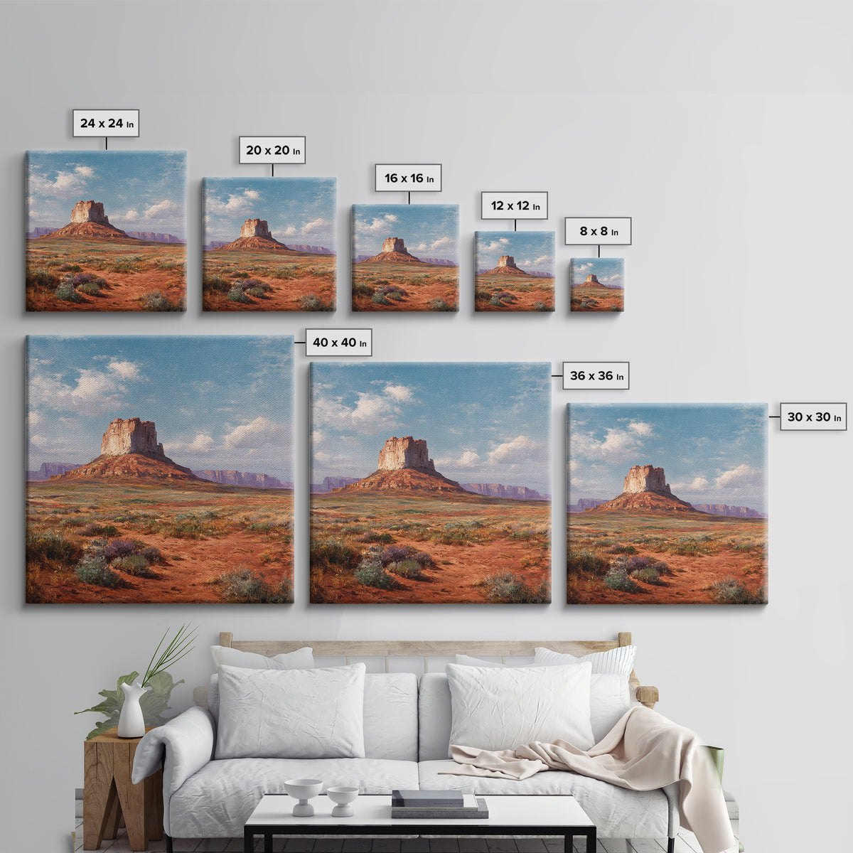Monument Valley Desert Butte Wall Art, Western Landscape Canvas Print, Rustic Southwest Home Decor