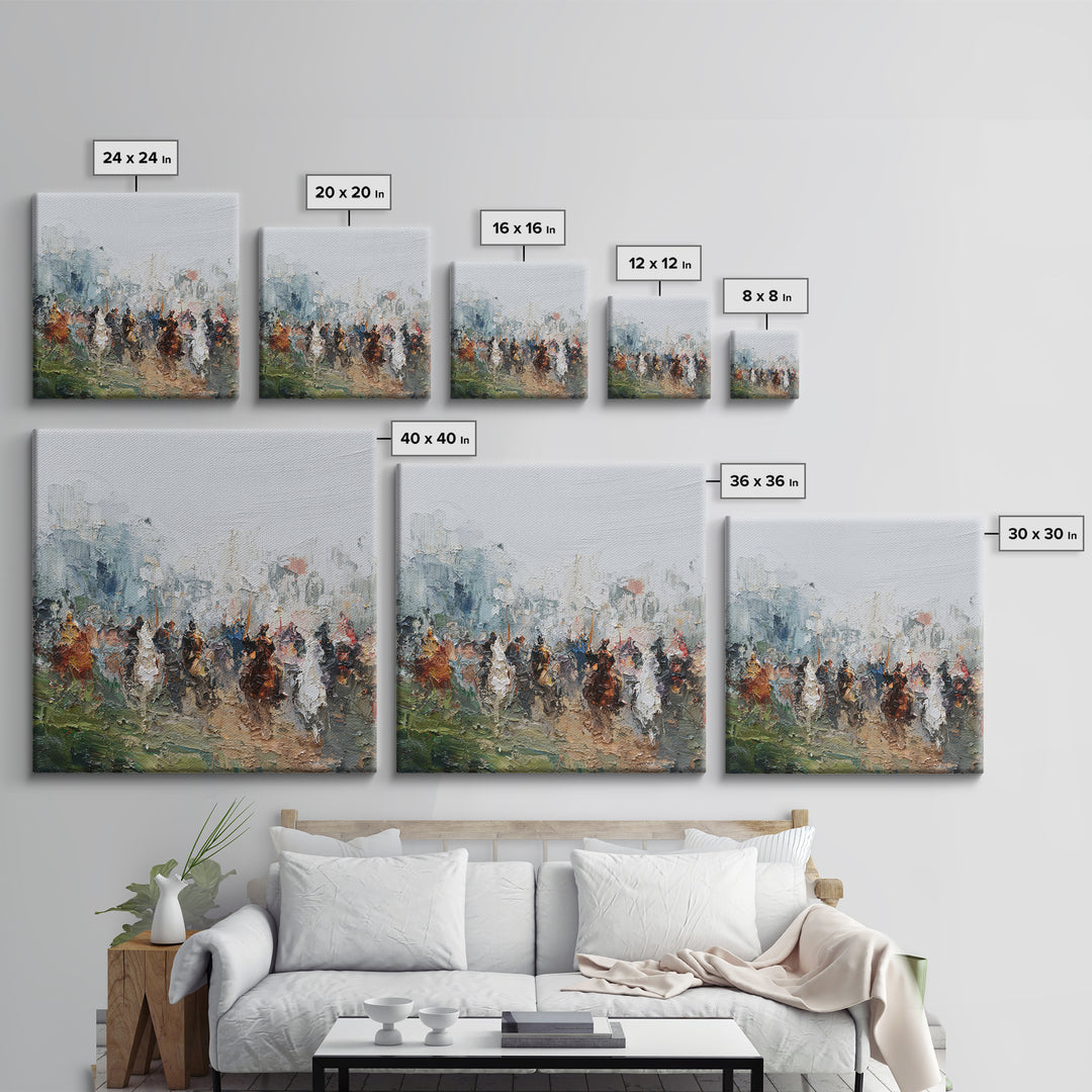 Impressionist Cavalry Charge Wall Art, Roman Battle Painting, Warrior Horse Canvas, Historical Living Room Decor, Large Statement Art