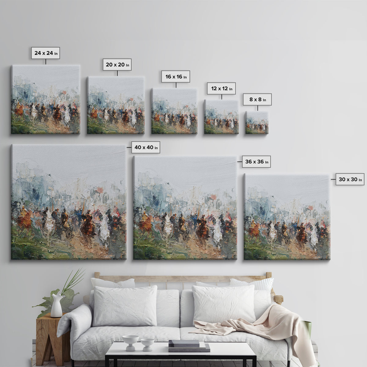 Impressionist Cavalry Charge Wall Art, Roman Battle Painting, Warrior Horse Canvas, Historical Living Room Decor, Large Statement Art