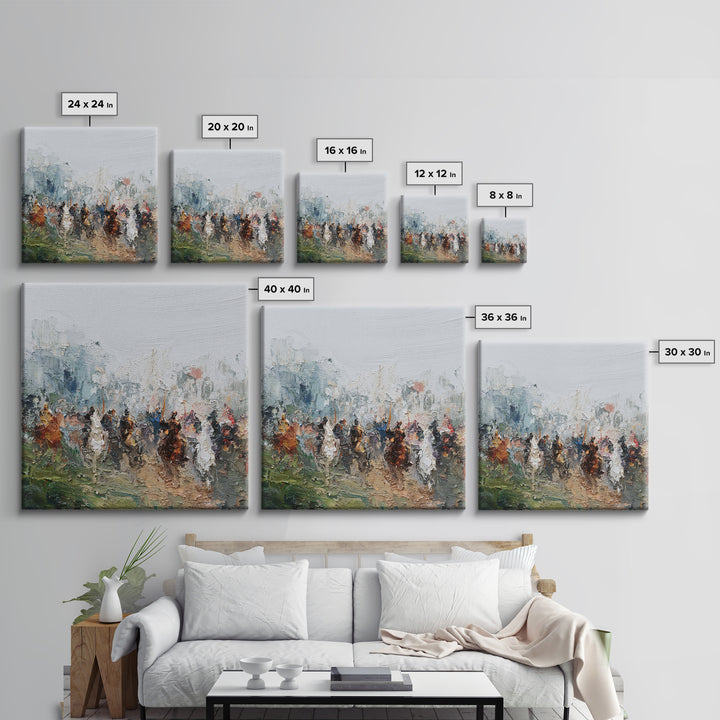 Impressionist Cavalry Charge Wall Art, Roman Battle Painting, Warrior Horse Canvas, Historical Living Room Decor, Large Statement Art
