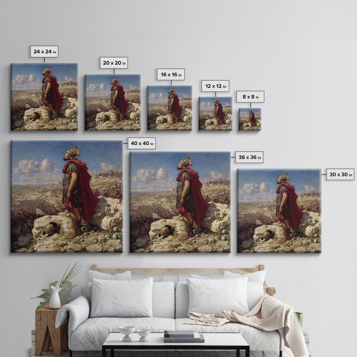 Roman General Overlooking Ancient Battlefield Wall Art, Classical Oil Painting Print, Historical Decor, Living Room Art, Gift For Him