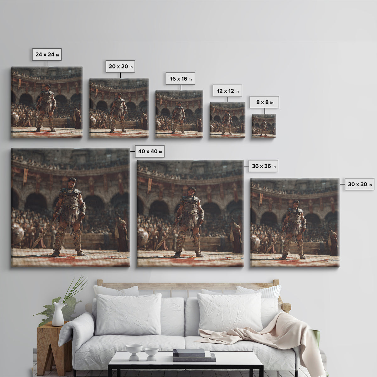 Bloodied Gladiator In Roman Arena Canvas Print, Ancient Warrior Wall Art, Classical History Decor, Gift For Him, Man Cave Decor