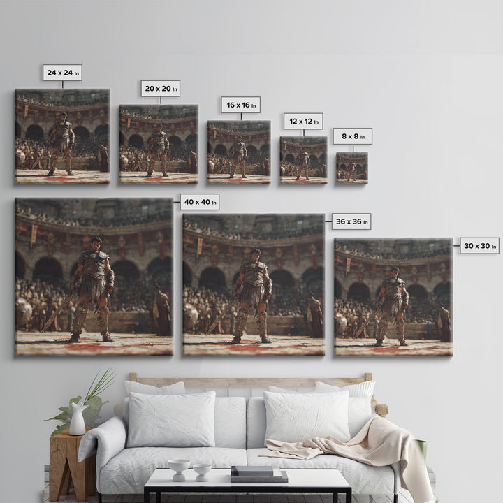 Bloodied Gladiator In Roman Arena Canvas Print, Ancient Warrior Wall Art, Classical History Decor, Gift For Him, Man Cave Decor