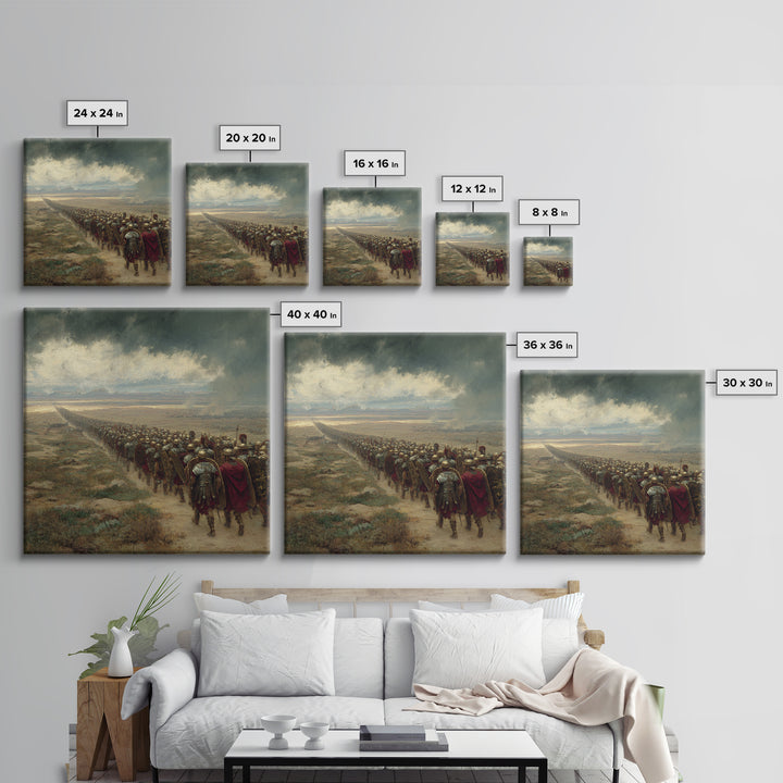 Roman Legion Marching Across Desert Wall Art, Ancient Military Painting Print, Historical Landscape Art, Living Room Office Decor