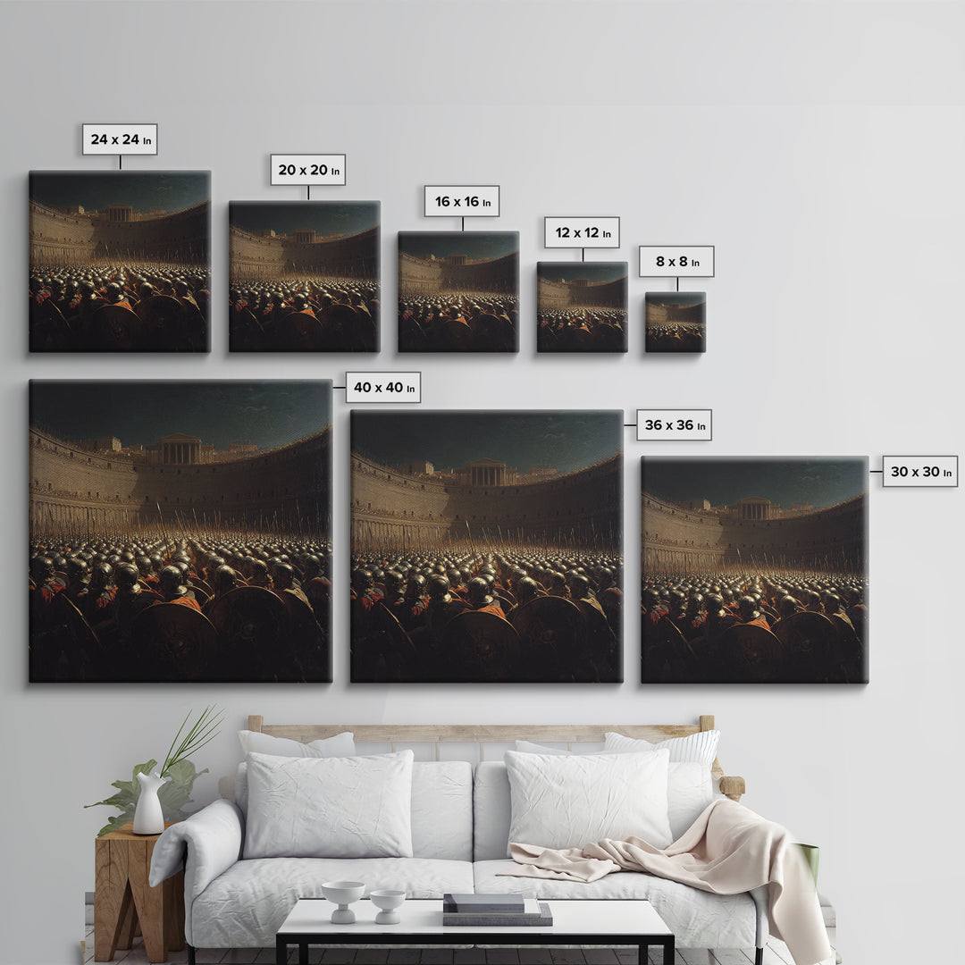 Ancient Army In Colosseum Wall Art, Roman Legion Oil Painting, Historical Battle Scene, Dark Academia Decor, Gift For Him