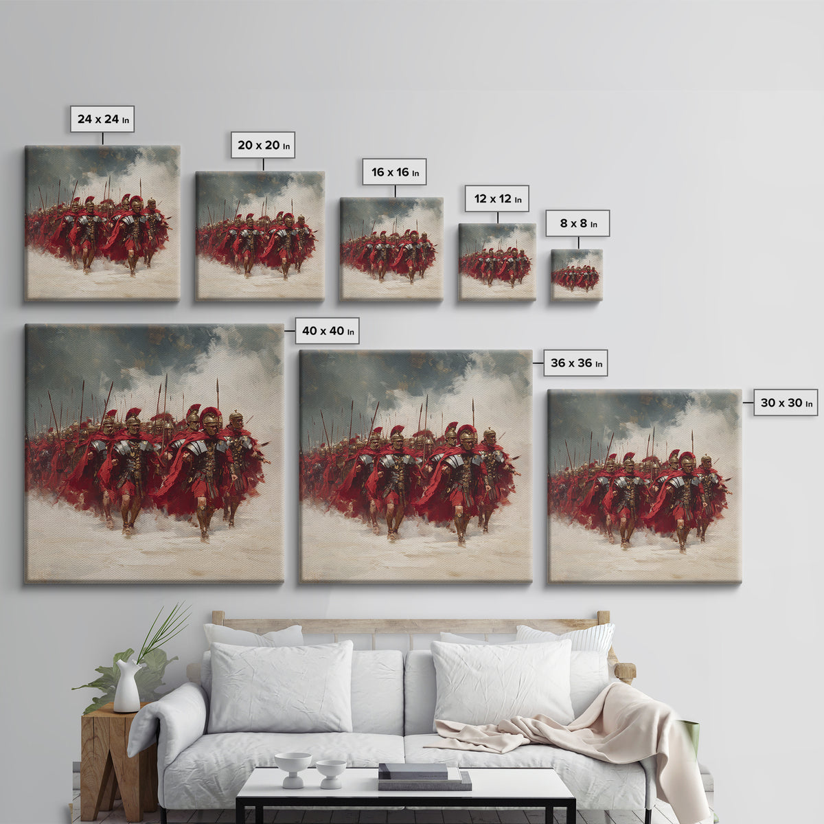 Roman Legion Marching With Red Capes Framed Canvas Print, Historical Wall Art, Masculine Office Decor, Gift For Him, Classic Art