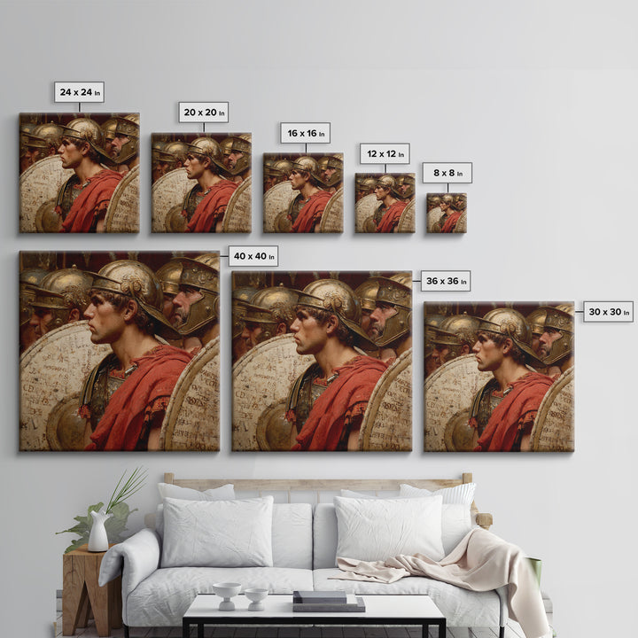 Roman Legion Soldiers With Shields Framed Canvas Print, Classical Warrior Portrait, Ancient Rome Wall Art, History Gift For Him