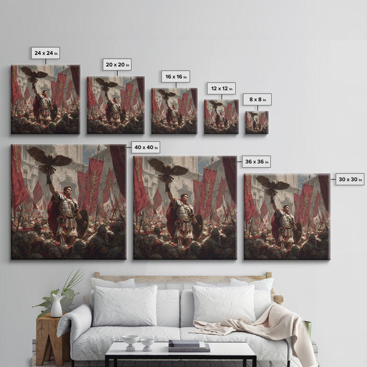Roman Eagle Standard Bearer Wall Art, Classical Battle Canvas Print, Ancient Rome Decor, Historical Art, Gift For Him, Fine Art