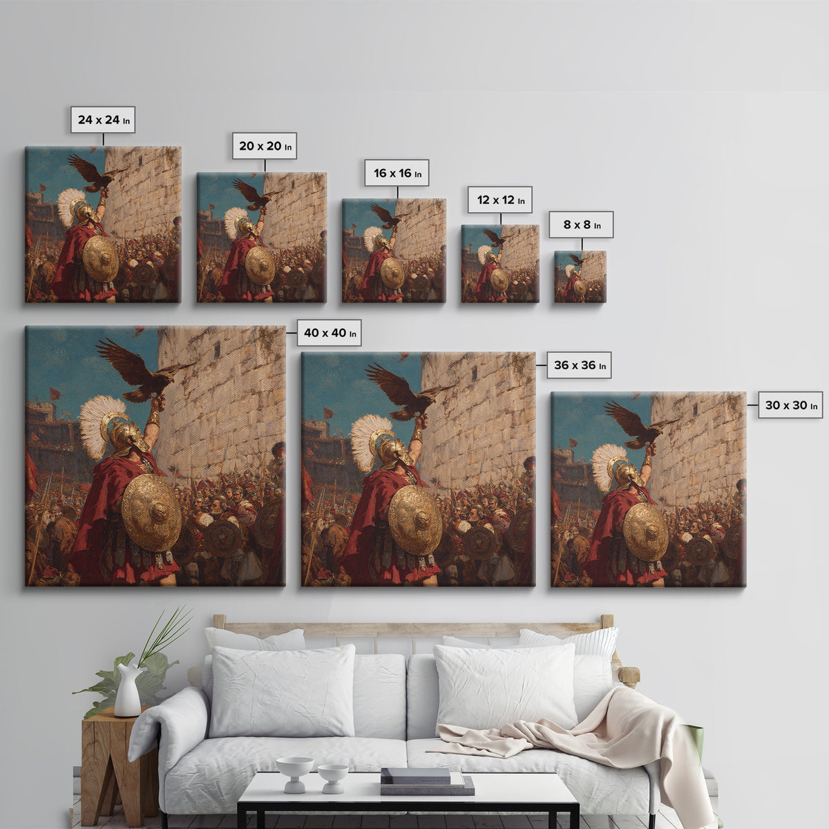 Triumphant Roman Commander With Eagle Wall Art, Ancient Battle Painting, Historical Canvas Decor, Statement Living Room Art