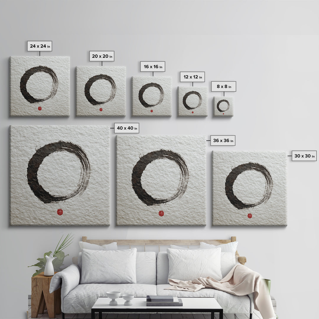 Minimalist Zen Enso Circle Wall Art, Japanese Ink Brush Painting Print, Wabi Sabi Japandi Decor Modern Wall Art