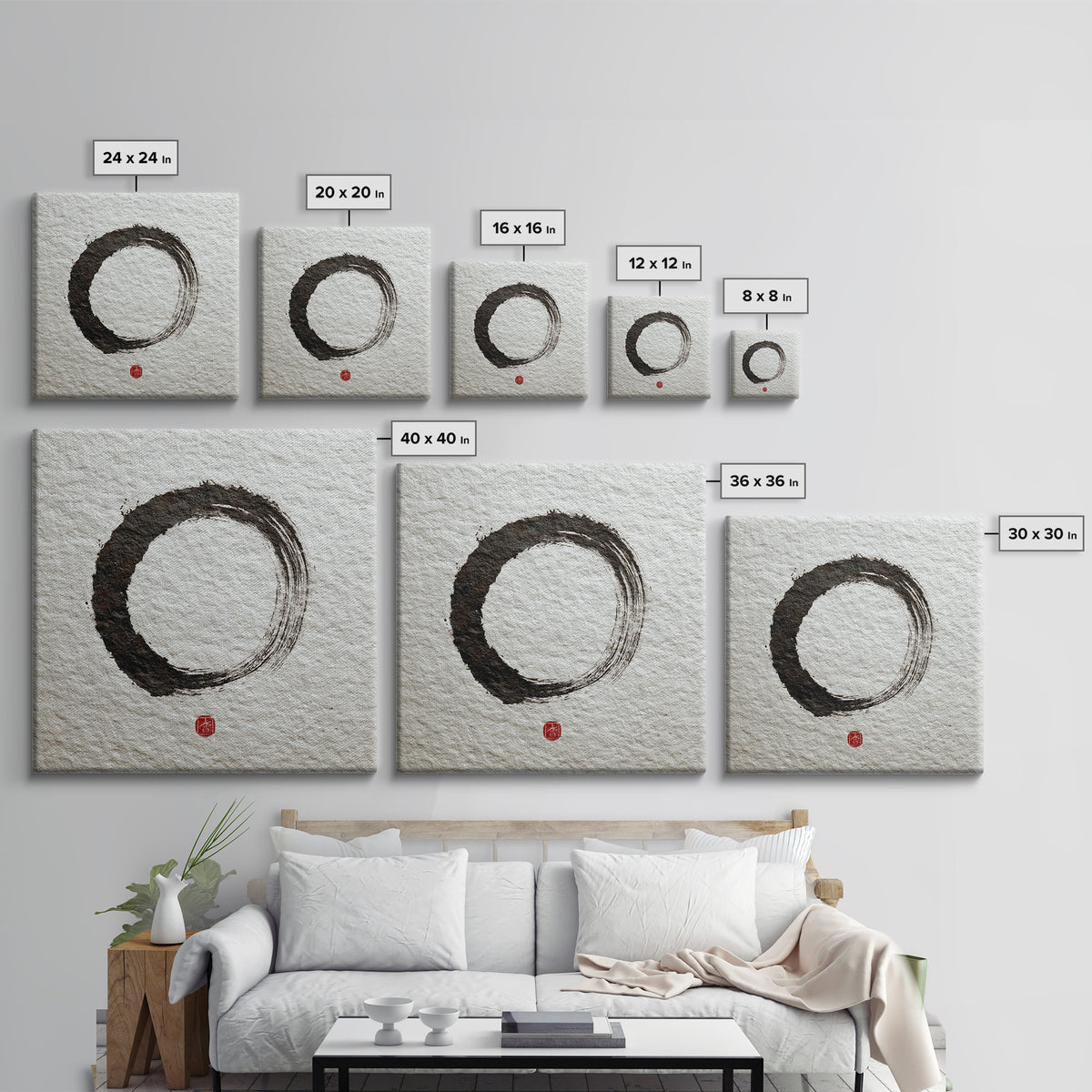 Minimalist Zen Enso Circle Wall Art, Japanese Ink Brush Painting Print, Wabi Sabi Japandi Decor Modern Wall Art