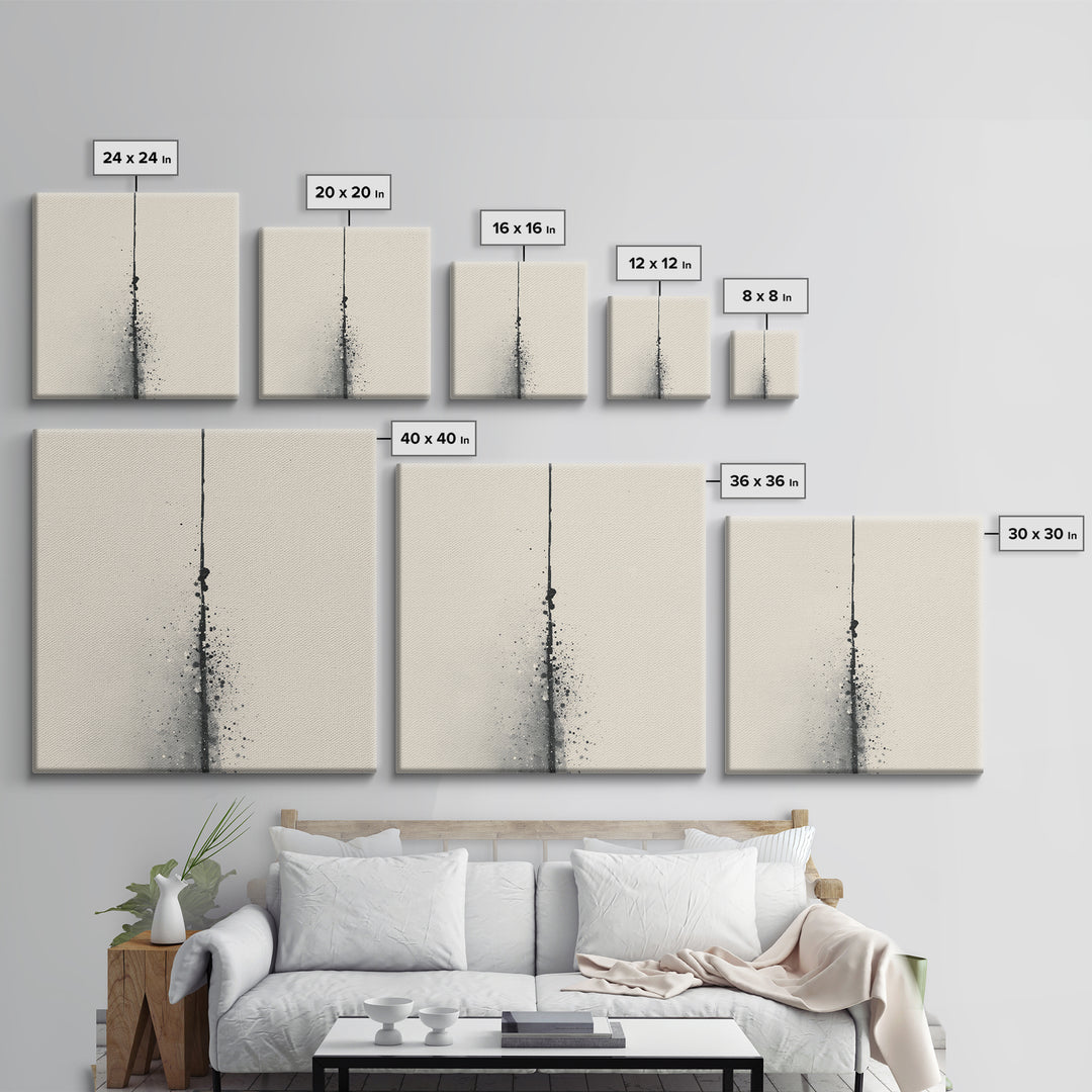 Minimal Black Ink Line And Splatter Abstract Wall Art Print, Modern Monochrome Home Decor, Neutral Minimalist Wall Art