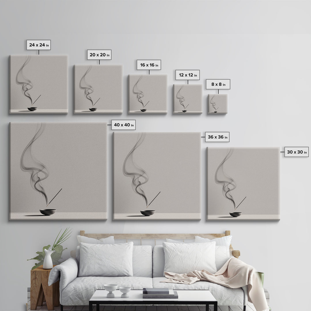 Zen Minimalist Abstract Smoke Art Canvas Print Black And White Wall Art Modern Home Decor For Living Room And Office Wall