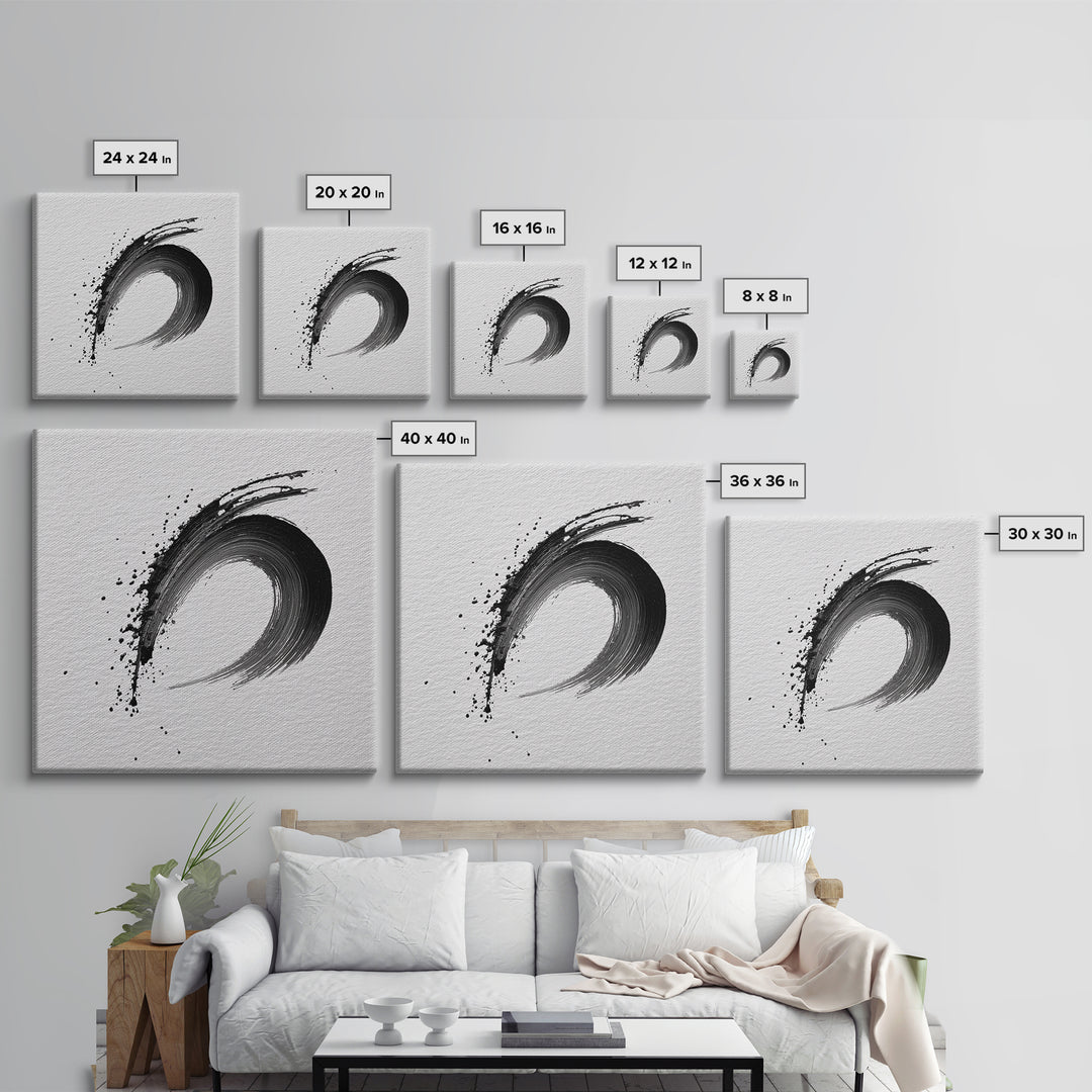 Zen Enso Brush Stroke Minimalist Black And White Wall Art Japanese Calligraphy Painting Modern Decor Minimalist Wall Art Print