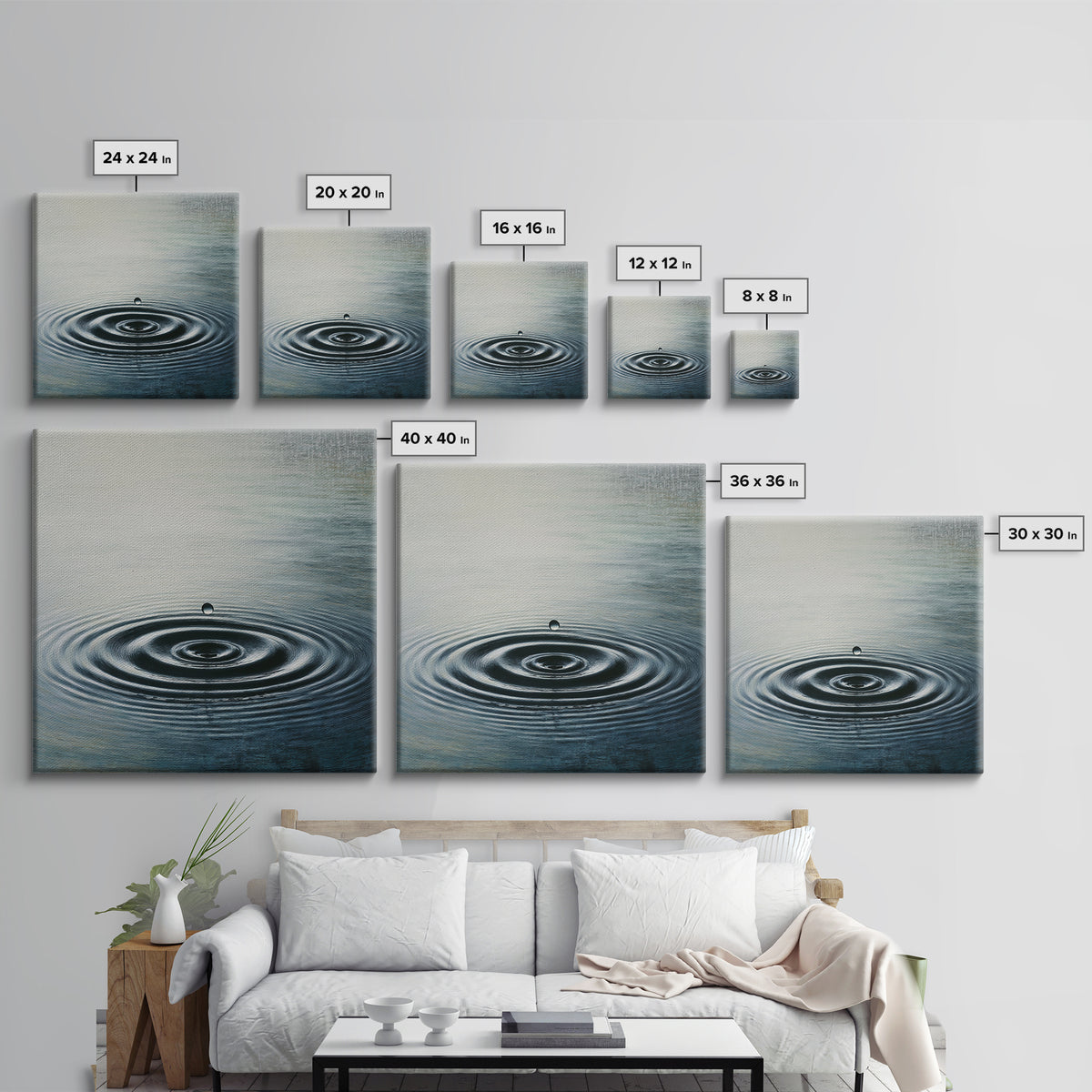 Single Water Drop Ripple Wall Art, Minimalist Zen Lake Print, Calming Neutral Home Decor, Modern Wabi Sabi Bathroom Or Spa Wall Art