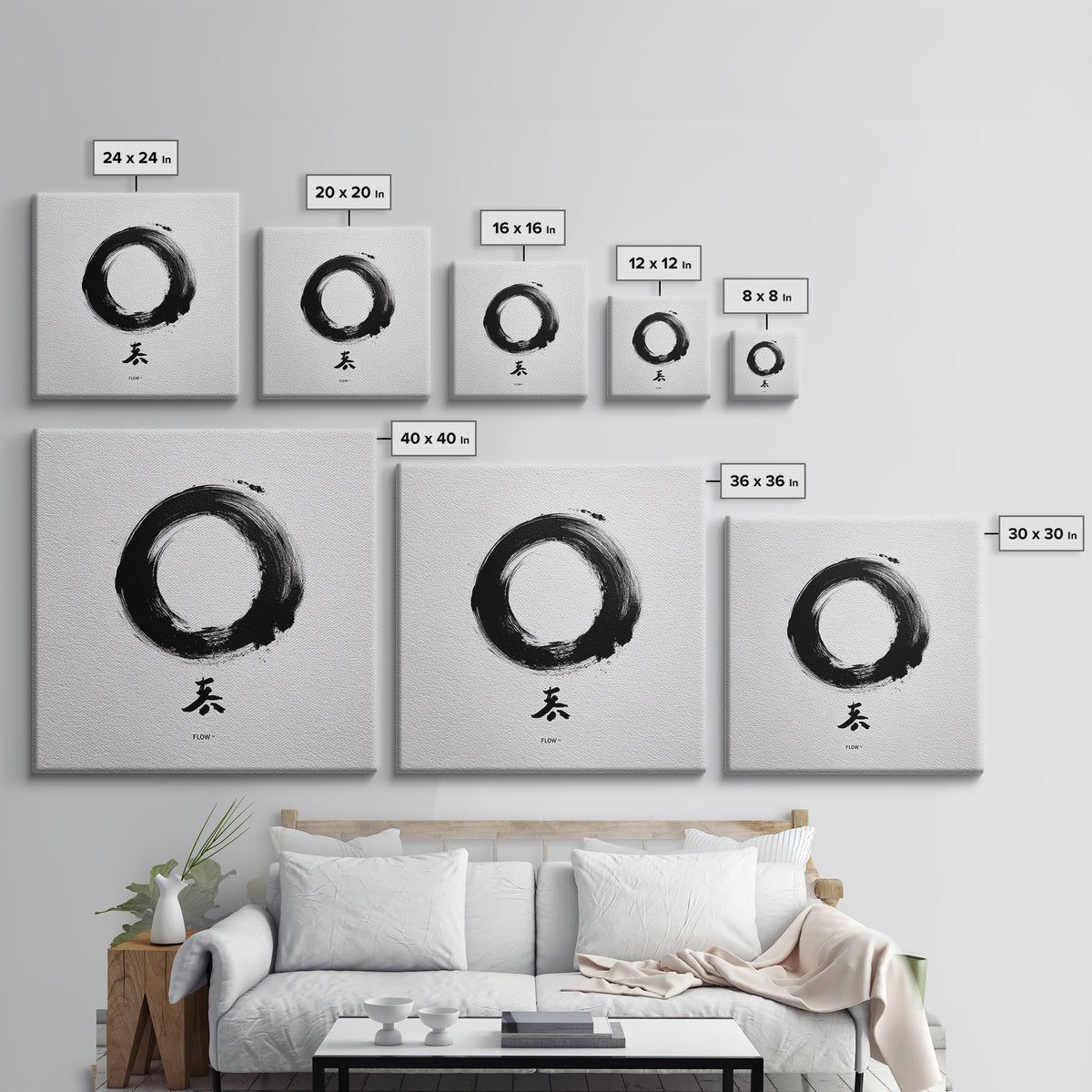 Zen Enso Circle Japanese Ink Painting Wall Art Minimalist Abstract Print Modern Home Decor Living Room Wall Art