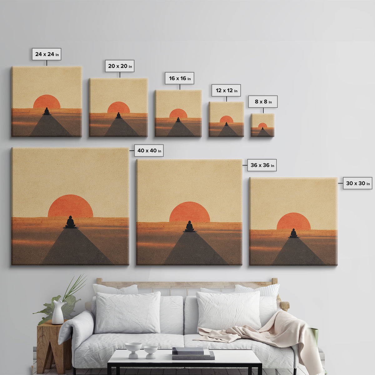Minimalist Desert Sunset Figure Wall Art Modern Boho Print Neutral Earth Tone Decor Bedroom Wall Art