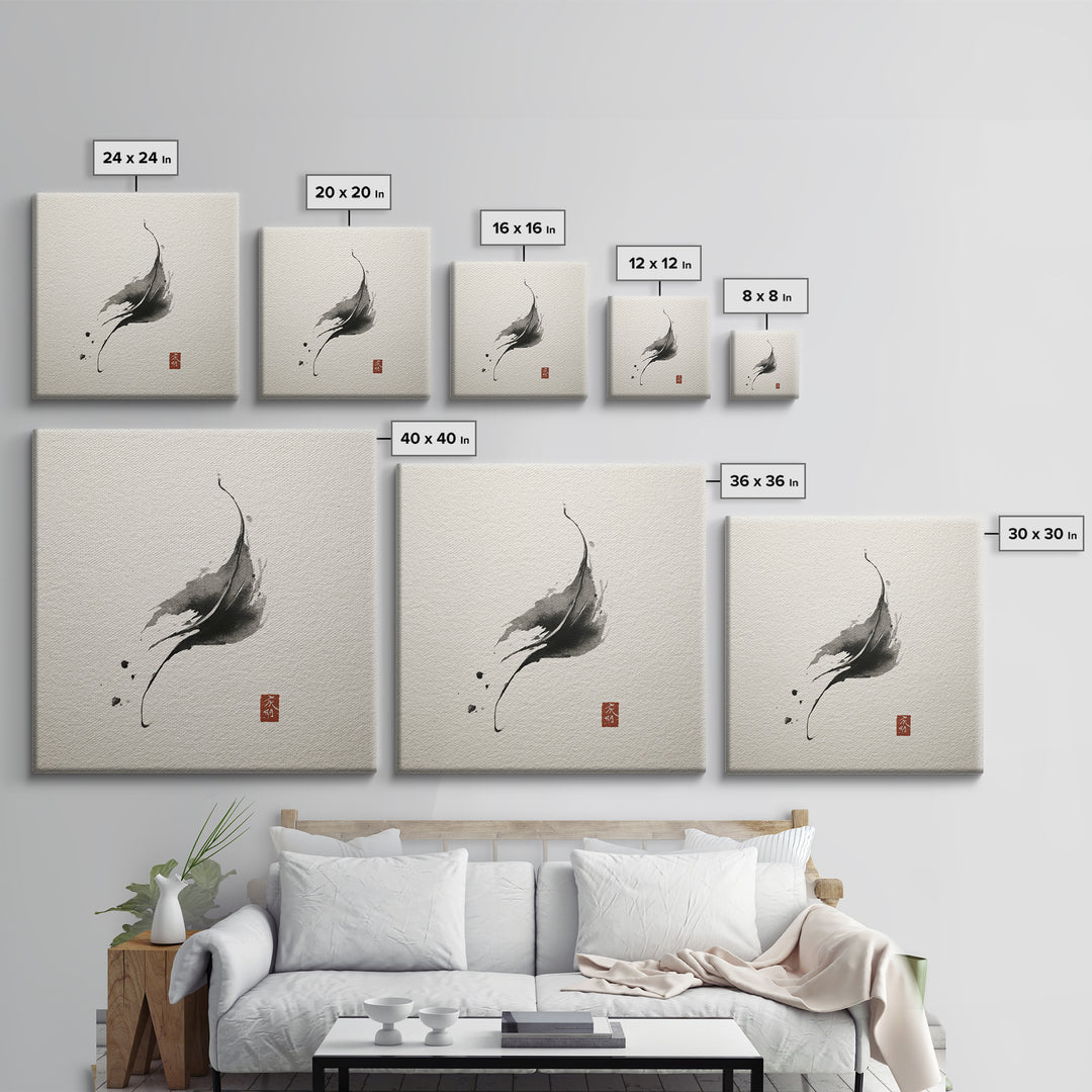 Minimalist Ink Brushstroke Wall Art Print, Japanese Zen Abstract, Black And White Art, Modern Japandi Home Decor