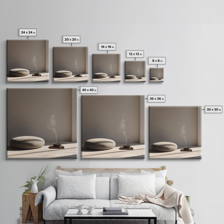 Minimalist Zen Meditation Corner Wall Art, Japandi Style Sunlit Room Photography Print, Calming Neutral Home Decor Bedroom Art