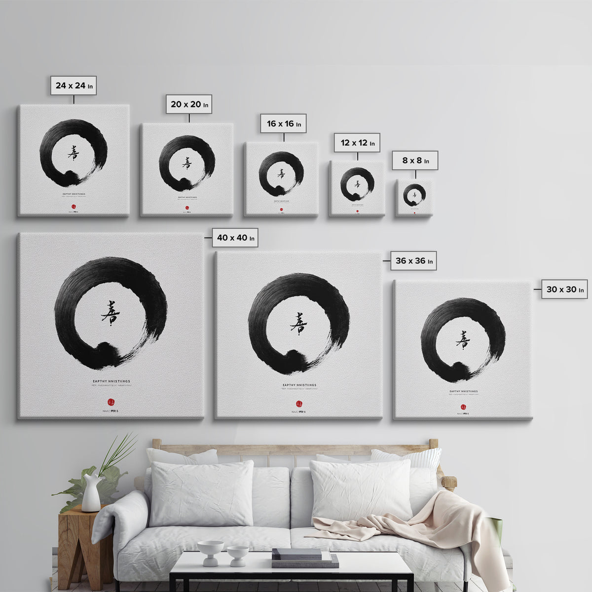 Zen Enso Circle Japanese Calligraphy Wall Art Print, Minimalist Black And White Meditation Decor For Modern Home