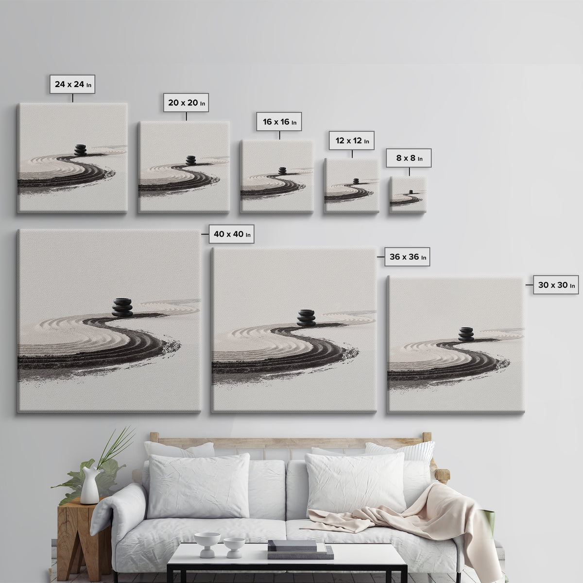 Minimalist Zen Sand Path Wall Art, Neutral Abstract Landscape Print, Japandi Home Decor, Calming Modern Wall Art