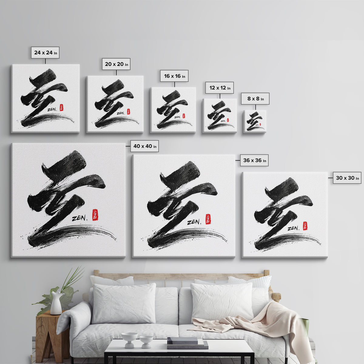 Minimal Black Ink Zen Japanese Calligraphy Brushstroke Wall Art Print Modern Japandi Home Decor Meditation Room Art