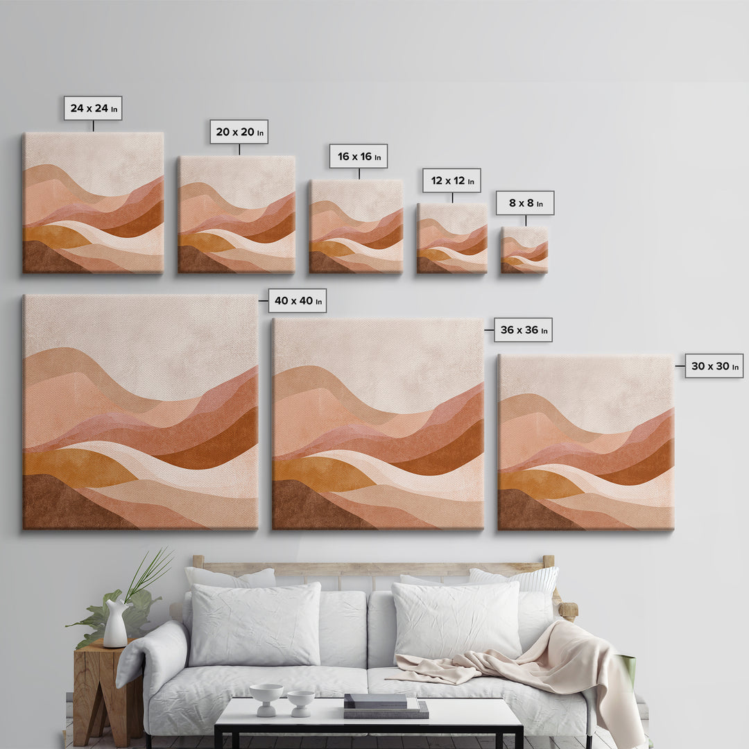 Terracotta Abstract Desert Waves Canvas Print, Earth Tone Wall Art For Modern Living Room Decor And Neutral Home Decor Gift