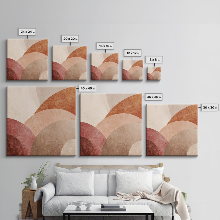 Layered Terracotta Arches Abstract Wall Art, Neutral Canvas Print For Boho Decor, Modern Living Room Decor, And Office Decor