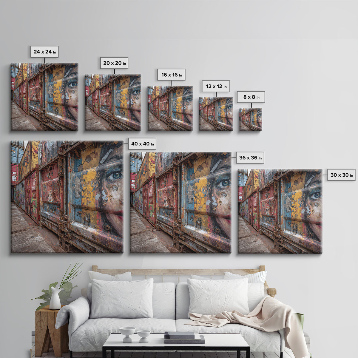 Graffiti Shipping Container Wall Art, Urban Street Art Canvas Print, Industrial Decor, Colorful City Mural, Office Art Print