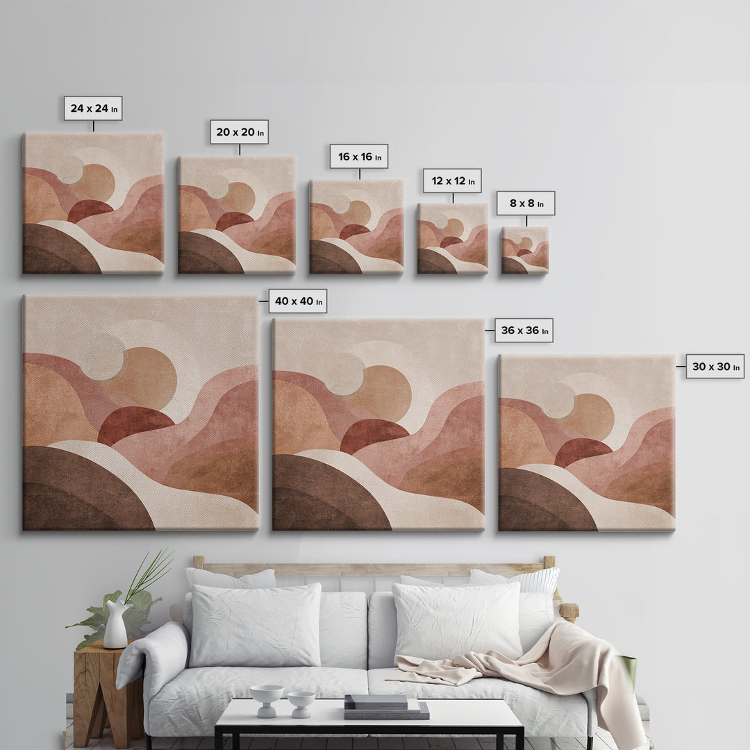 Blush Terracotta Abstract Landscape Wall Art, Minimalist Canvas Print For Neutral Living Room Decor And Modern Bedroom Decor