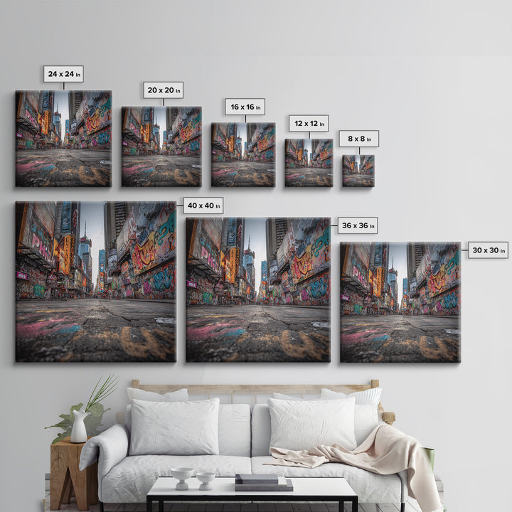 Graffiti Covered City Street Wall Art, Urban Canvas Print, New York Style Street Art, Industrial Loft Decor, Modern Poster