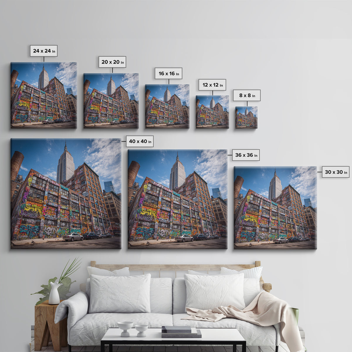 Empire State Graffiti Building Wall Art, NYC Urban Canvas Print, Street Art Decor, New York City Office Wall Decor Gift For Him
