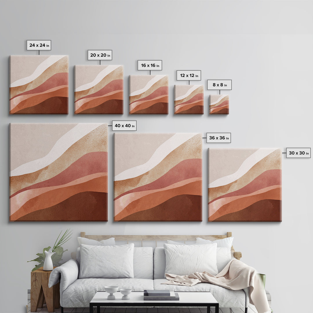 Terracotta Abstract Desert Layers Wall Art, Earth Tone Modern Decor, Neutral Canvas Print For Living Room And Bedroom Home Decor