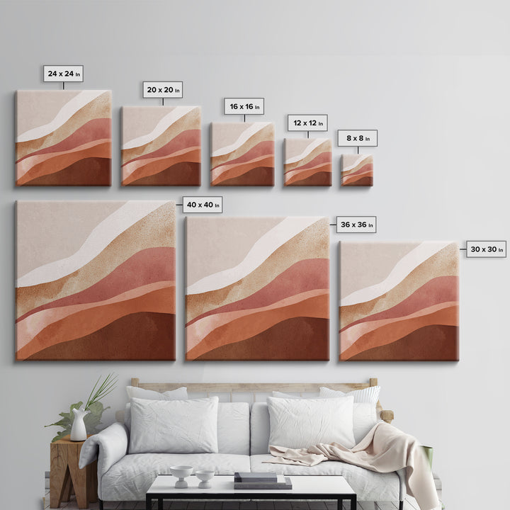 Terracotta Abstract Desert Layers Wall Art, Earth Tone Modern Decor, Neutral Canvas Print For Living Room And Bedroom Home Decor