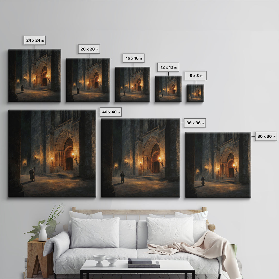 Gothic Cathedral Doorway Wall Art, Dark Medieval Architecture Canvas Print, Moody Wall Decor, Dark Academia, Fine Art Print