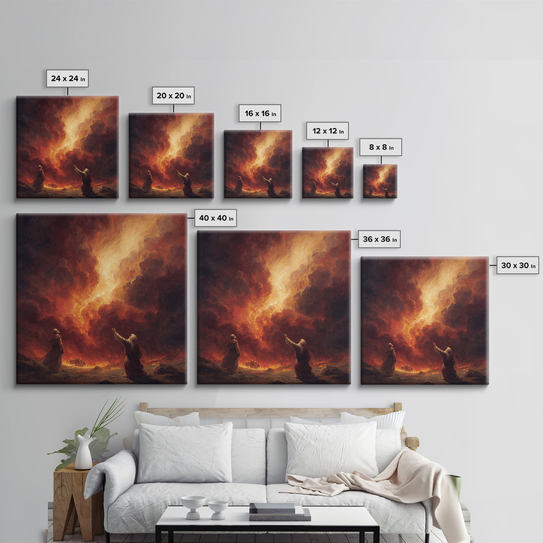 Apocalyptic Firestorm Biblical Scene Wall Art, Dramatic Religious Canvas Print, Christian Decor, Fine Art Print, Living Room Decor